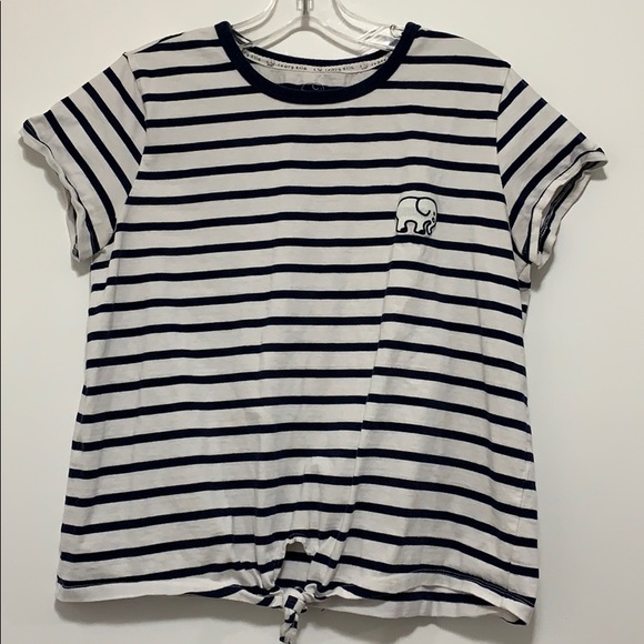 ivory ella Tops - Ivory Ella Striped Tie Front T-Shirt